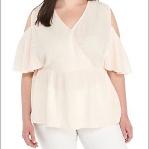 LUCKY BRAND Plus Size Cold Shoulder Gauze Top